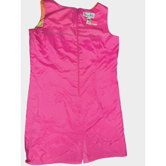 Victoria Holley 14P Pink Silk Colorblock Sheath Dress City Chic Cocktail Party - Picture 9 of 11